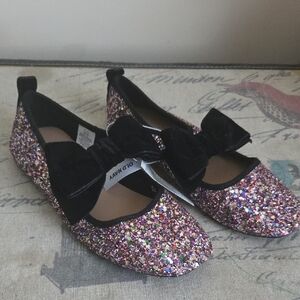 Old Navy Kids Multicolor Glitter Dress Shoes with Black Bow